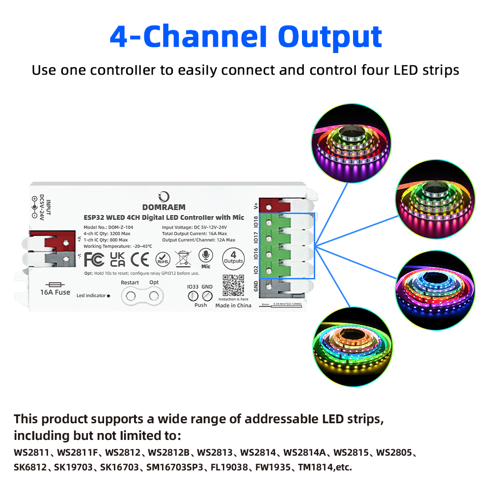 Controlador DOMRAEM ESP32 WLED - Wifi Led Dimmer reseña y precio